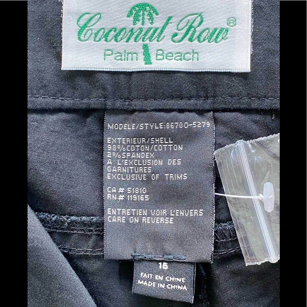 NWOT Coconut Row Palm Beach Black Capri/Crop Pants, 16 - Picture 4 of 7